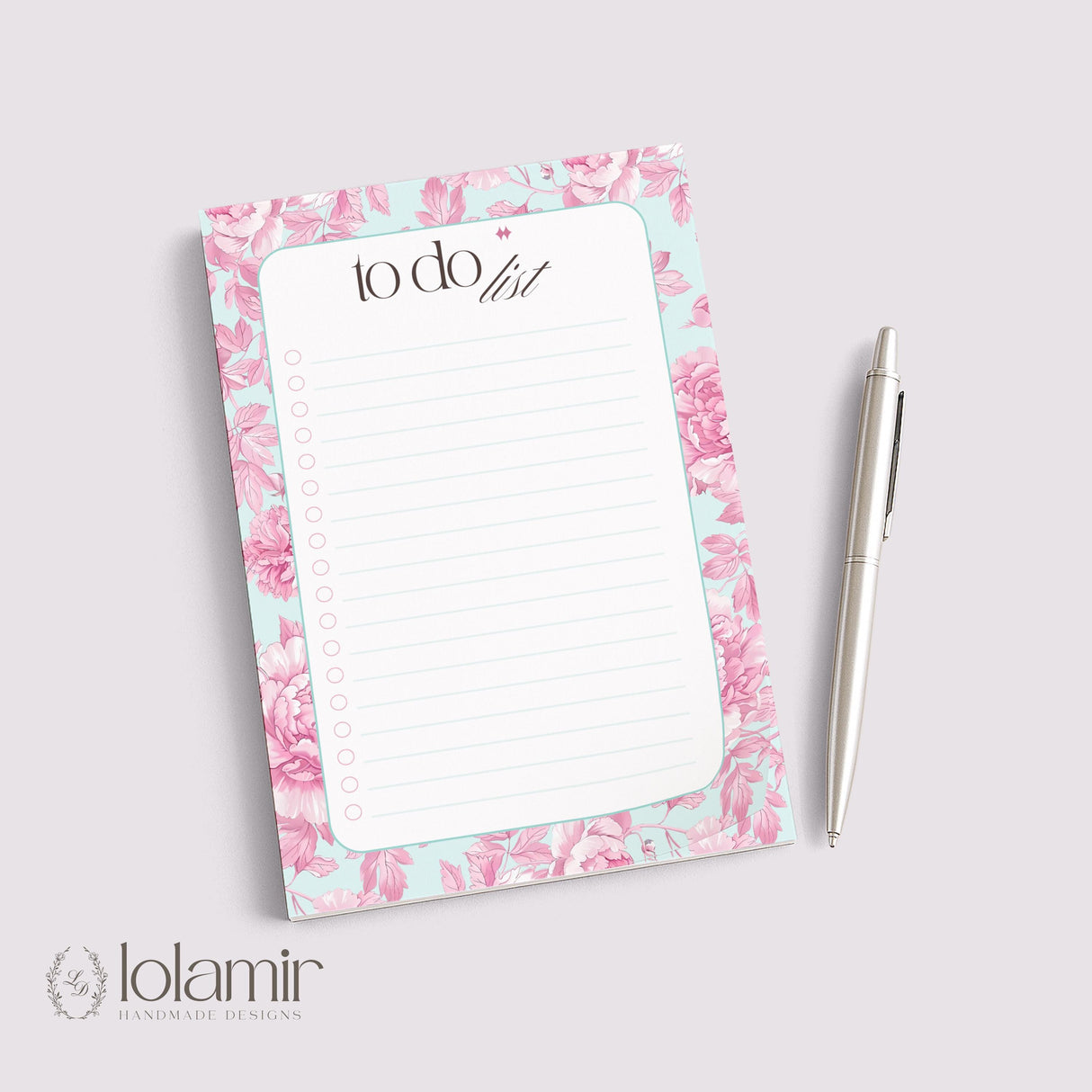 "To Do List" 5x7 Notepad - Light Marigolds - Pink