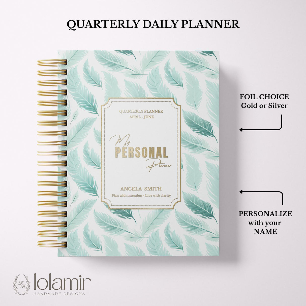 Quarterly - Wispy Feathers - Daily Spiral Planner - Teal - view 7