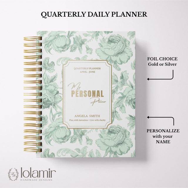 Dreamy Peonies | Daily Spiral Planner | Custom Start Month |Green