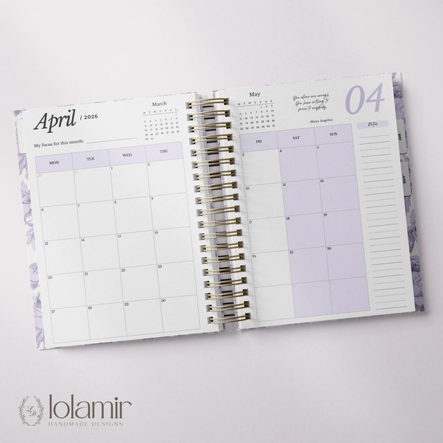 Dreamy Peonies | Daily Spiral Planner | Custom Start Month |Lilac