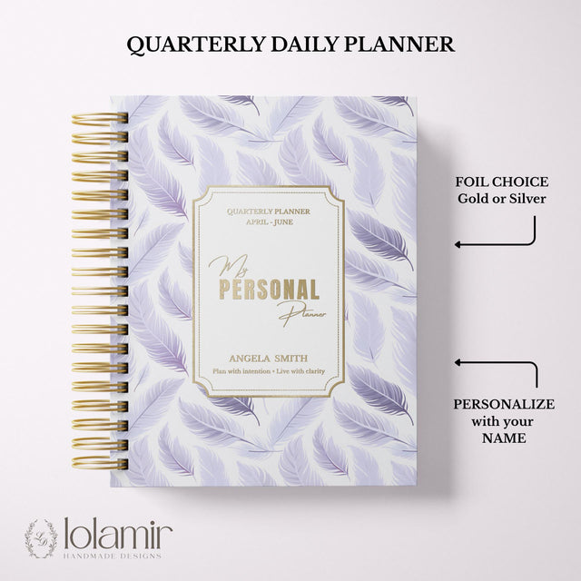 Wispy Feathers Quarterly | Weekly Spiral Planner | Lilac