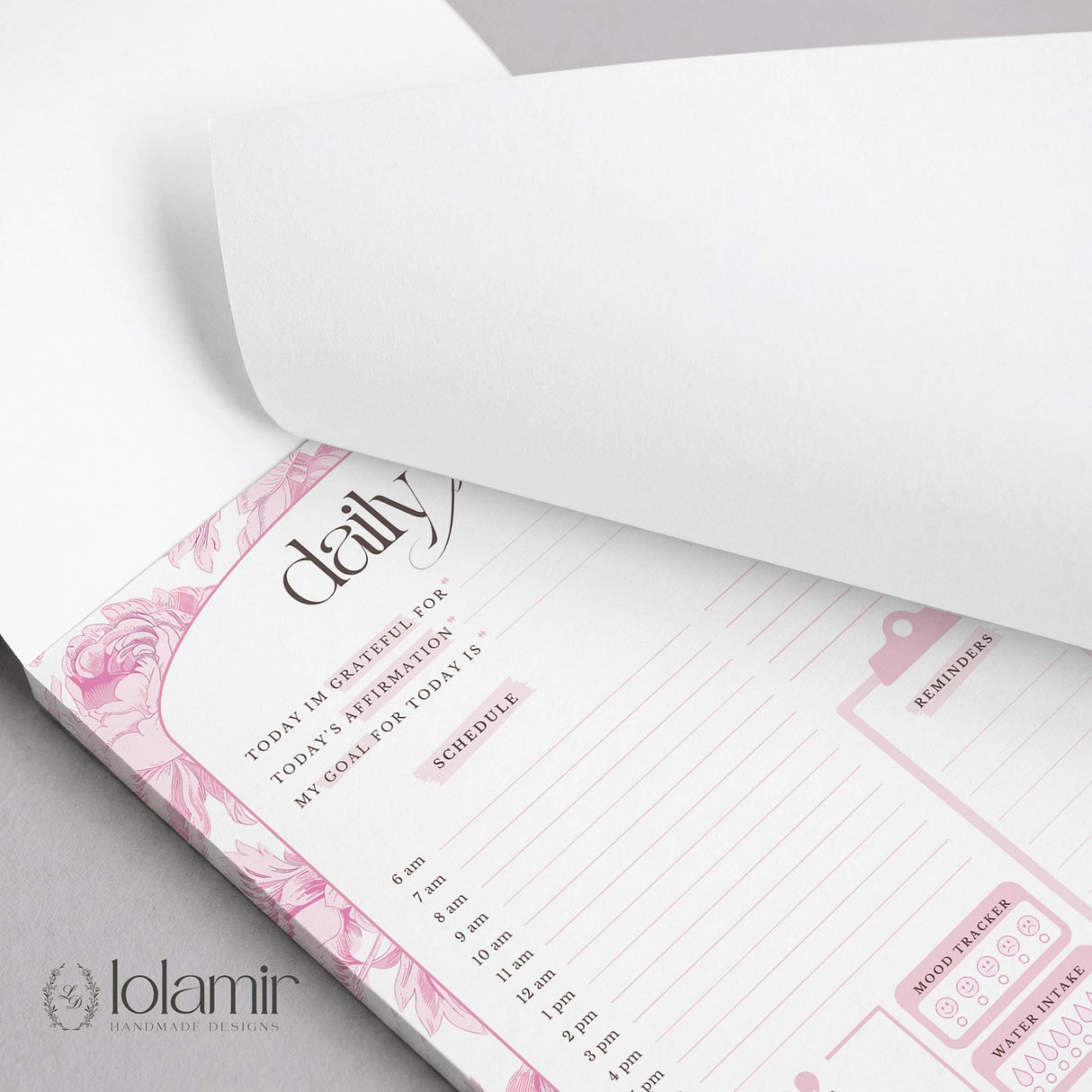 Daily Planner Notepad - Dreamy Peonies - Pink - view 2