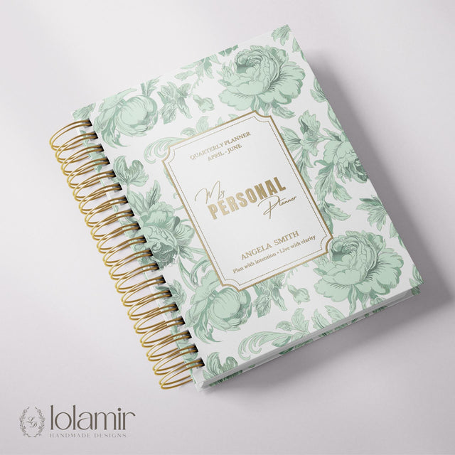 Dreamy Peonies | Daily Spiral Planner | Custom Start Month |Green