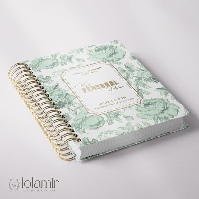 Dreamy Peonies | Daily Spiral Planner | Custom Start Month |Green