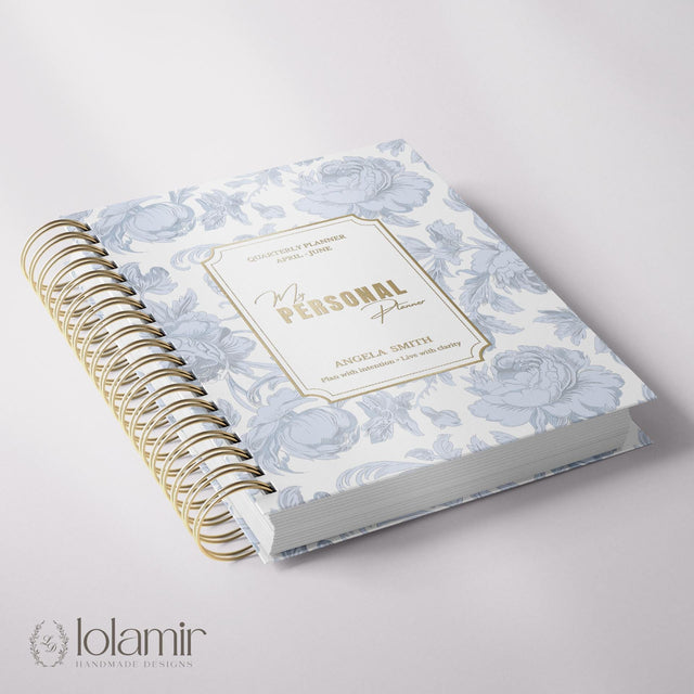 Dreamy Peonies | Daily Spiral Planner | Custom Start Month |Blue