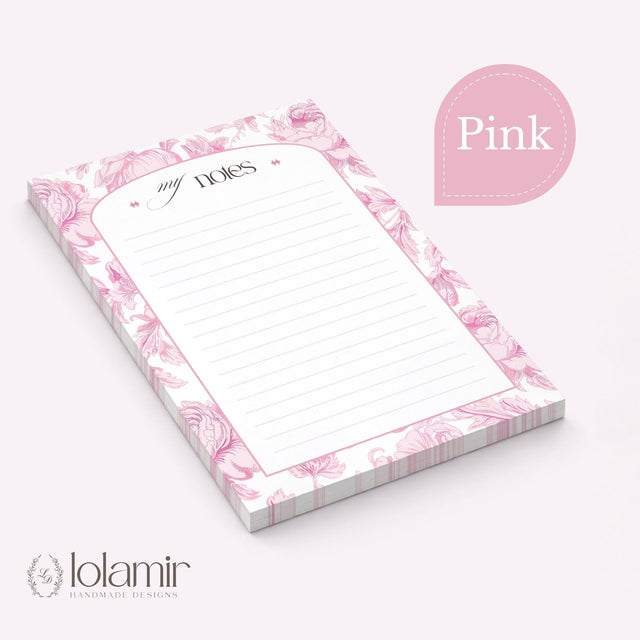 5x7 “My Notes” Notepad | 4 Color Choices | Luxury Desk Stationery Pad | Gift for Her