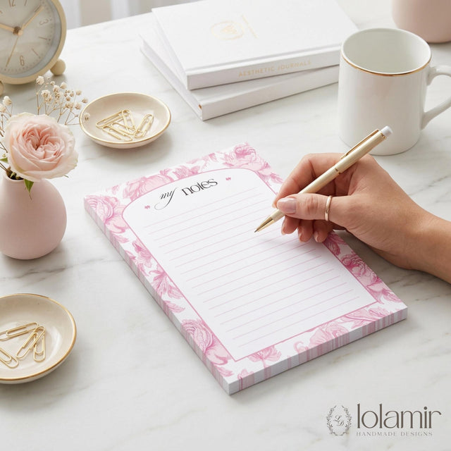 5x7 “My Notes” Notepad | 4 Color Choices | Luxury Desk Stationery Pad | Gift for Her