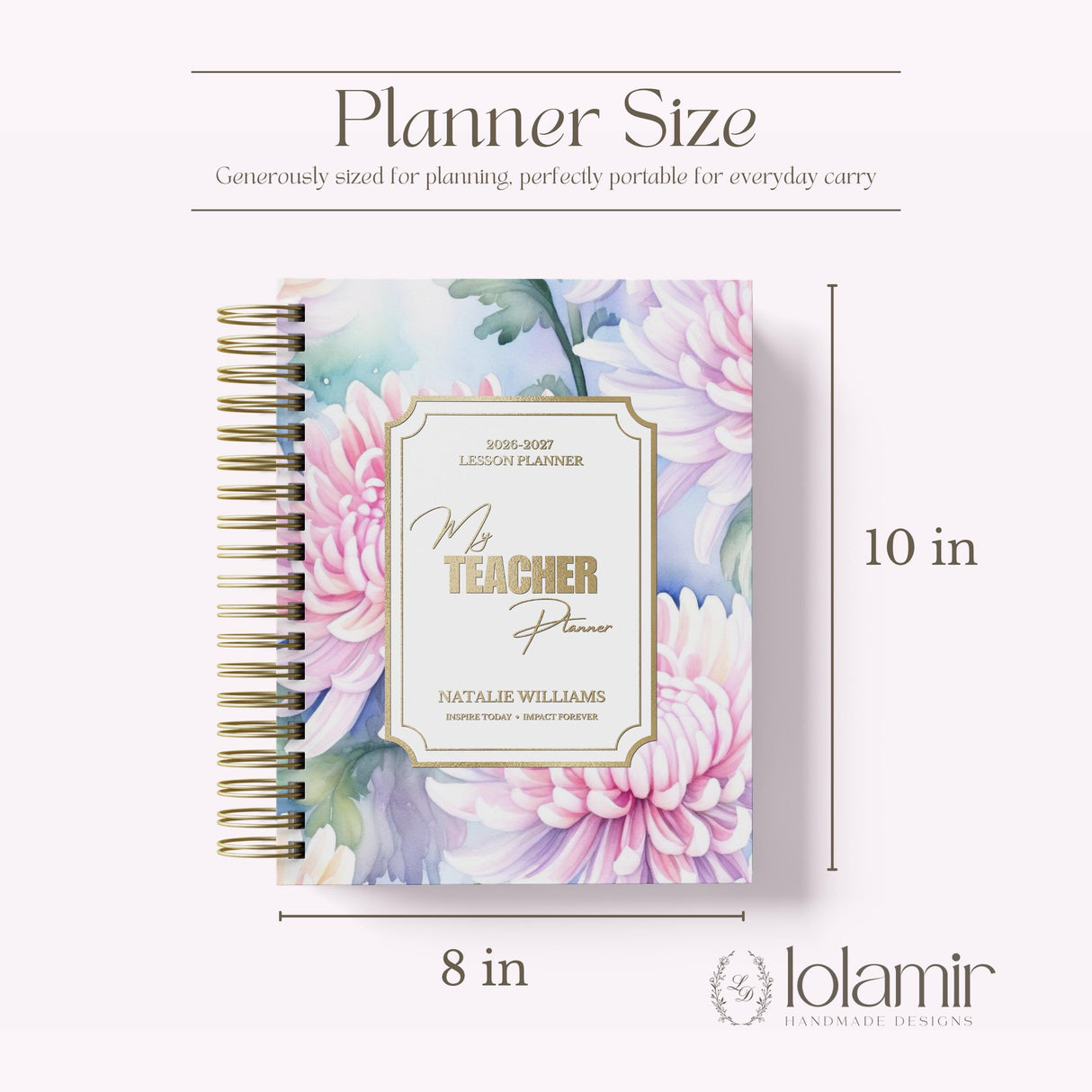 Teacher Planner 2026-2027, Monthly & Weekly Academic Year Lesson Plan Book - Serene Blooms Floral Hardcover, Back to School Teacher Gift