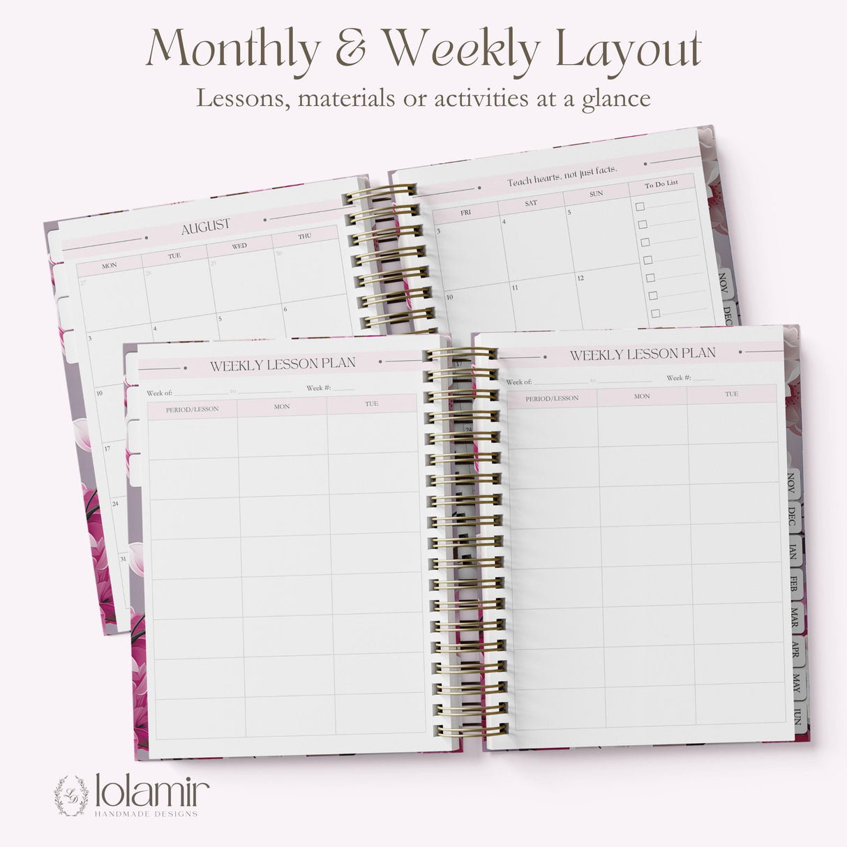 Teacher Planner 2026-2027, Custom Monthly & Weekly High School Lesson Plan, Spiral Hardcover, Academic Year, Teacher Gift Back to School - view 4