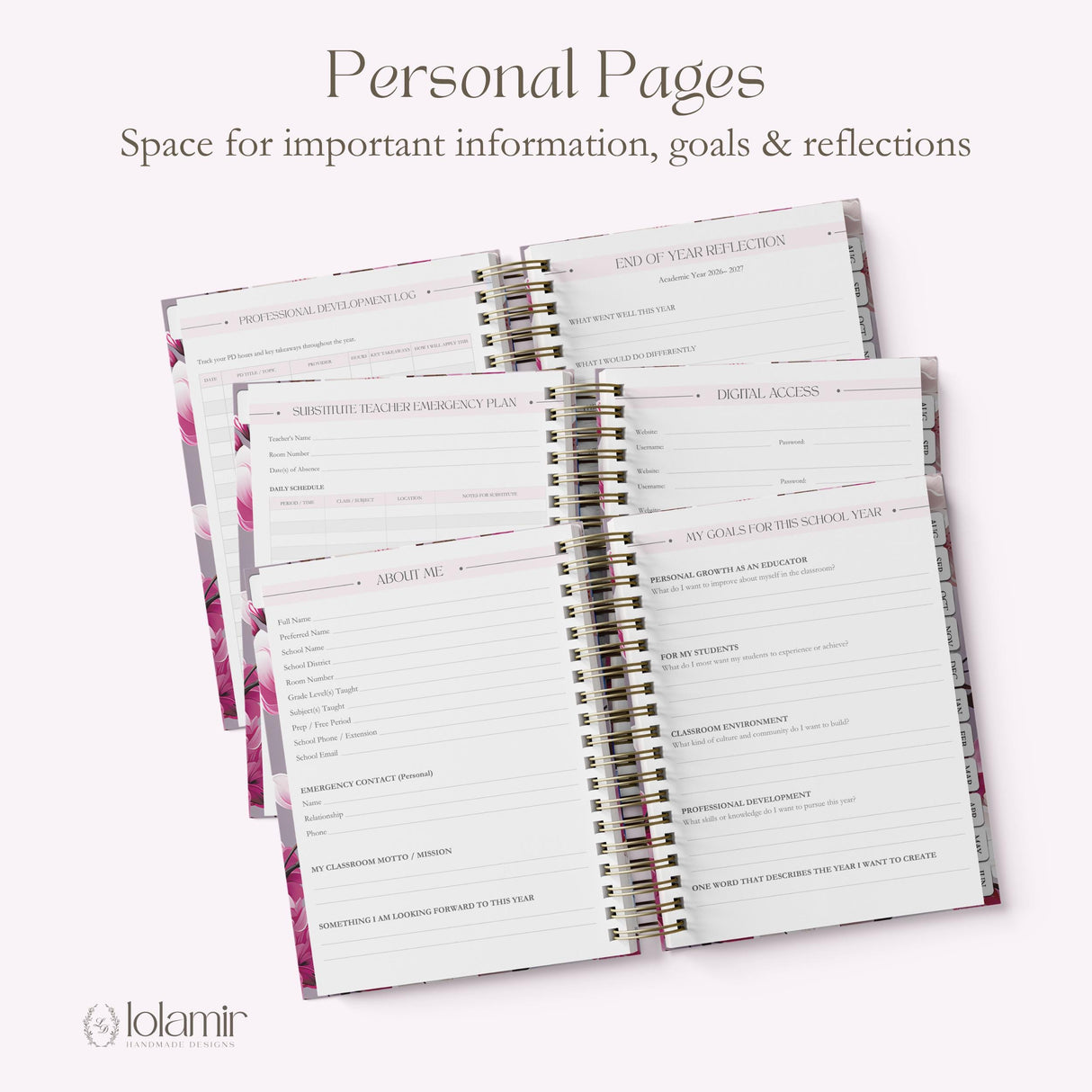 Teacher Planner 2026-2027, Custom Monthly & Weekly High School Lesson Plan, Spiral Hardcover, Academic Year, Teacher Gift Back to School - view 5