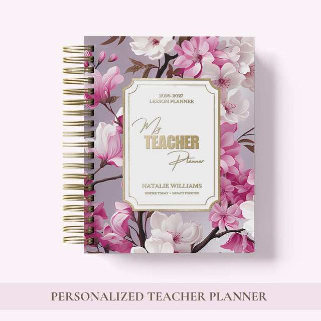 Teacher Planner 2026-2027, Custom Monthly & Weekly High School Lesson Plan, Spiral Hardcover, Academic Year, Teacher Gift Back to School
