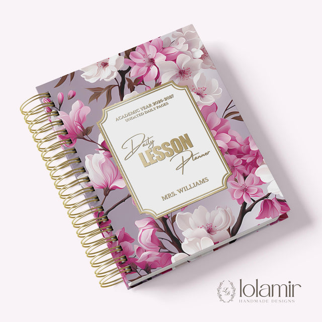 Custom Teacher Daily Lesson Planner | Wire Bound Academic Planner Companion | Personalized Undated Daily | Back to School Teacher Gift