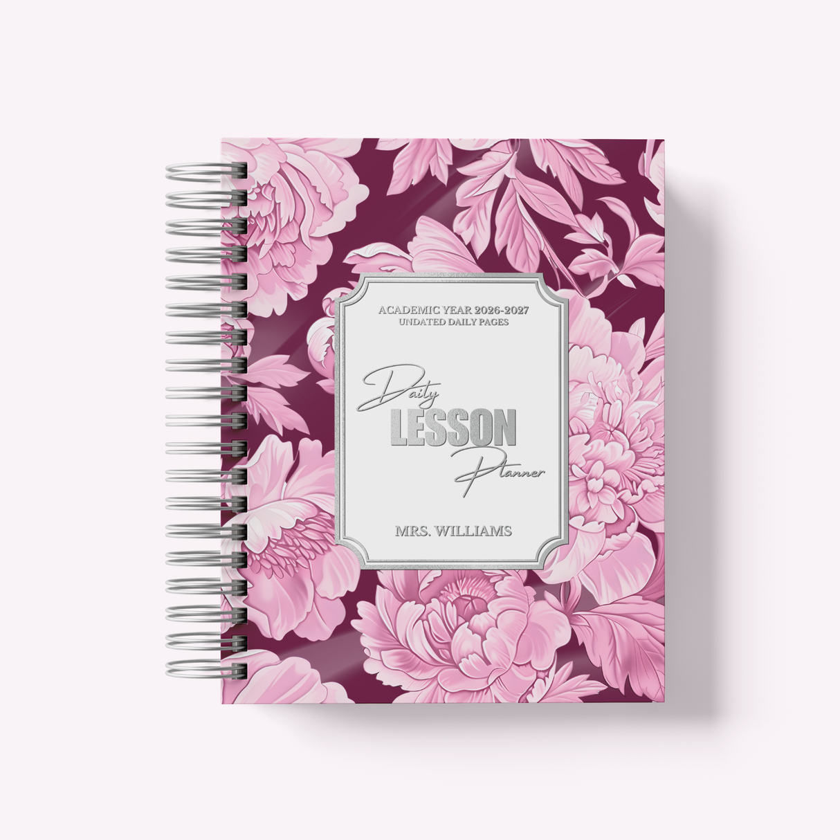 Teacher Daily Lesson Planner - Wire Bound Academic Planner Companion - Personalized Undated Daily - Back to School Teacher Gift, Floral - view 9