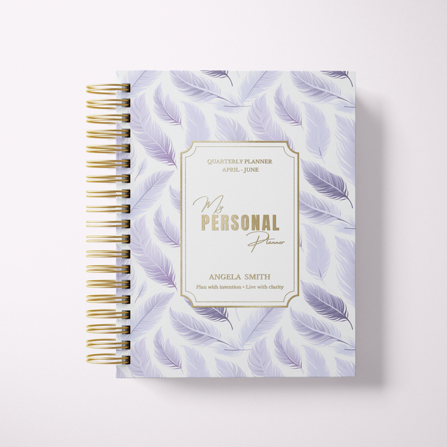 Quarterly | Wispy Feathers | Daily Spiral Planner | Lilac
