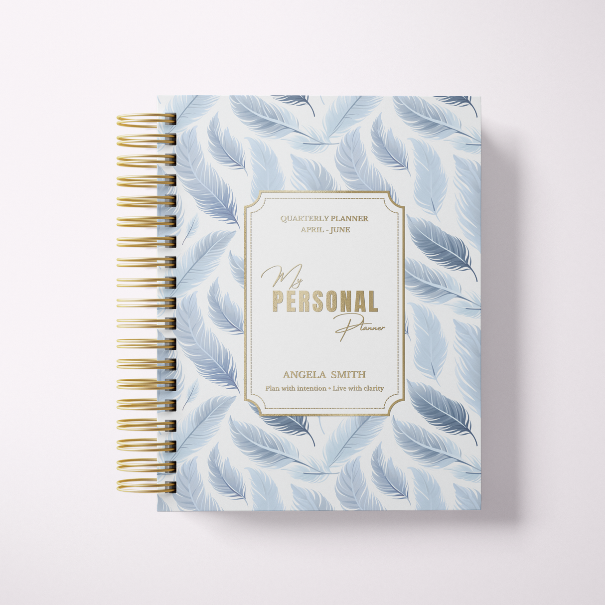 Quarterly - Wispy Feathers - Daily Spiral Planner - Blue