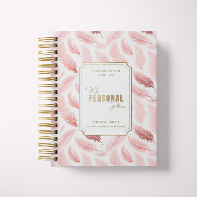 Wispy Feathers Quarterly Planner | Weekly Spiral Planner | Pink