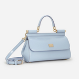 Sicily Elongated Small Handbag in Glossy Light Blue