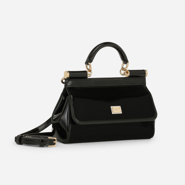 Sicily Small Handbag in Glossy Black