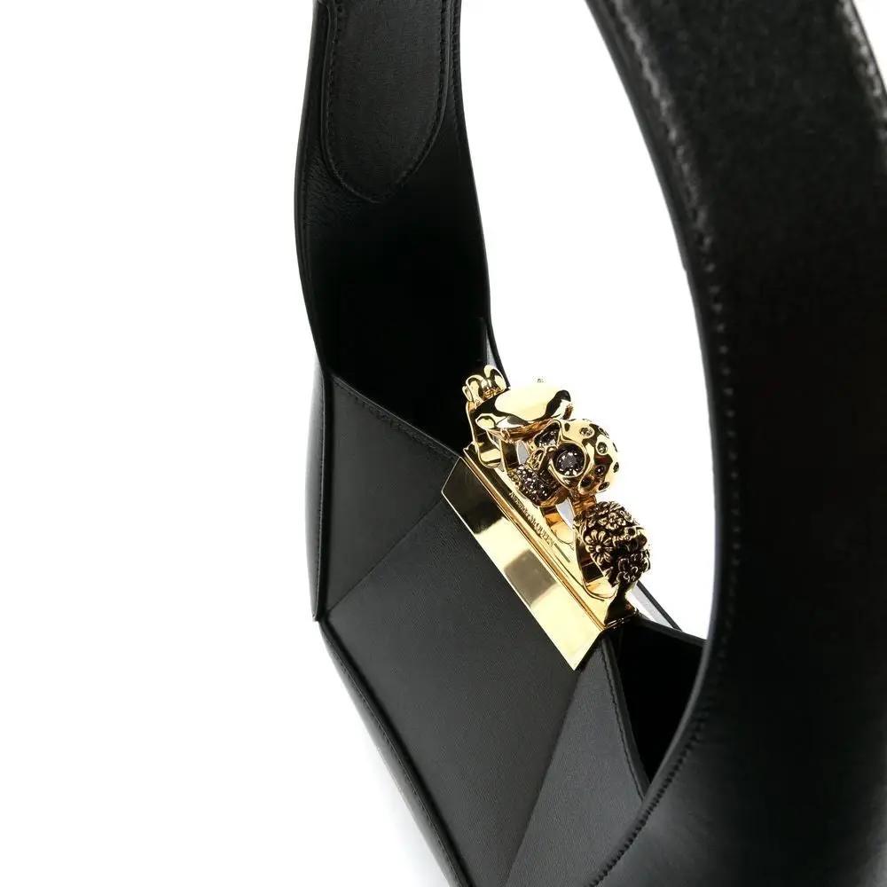 The Jewelled Hobo Bag in Black/Gold Handbags ALEXANDER MCQUEEN - LOLAMIR