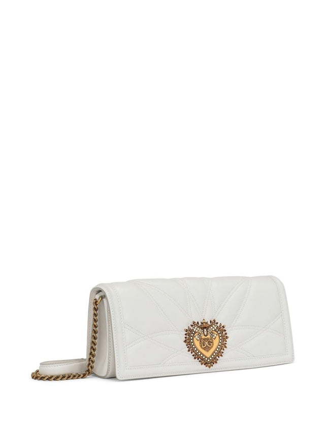 Devotion Quilted Leather Baguette Bag in White