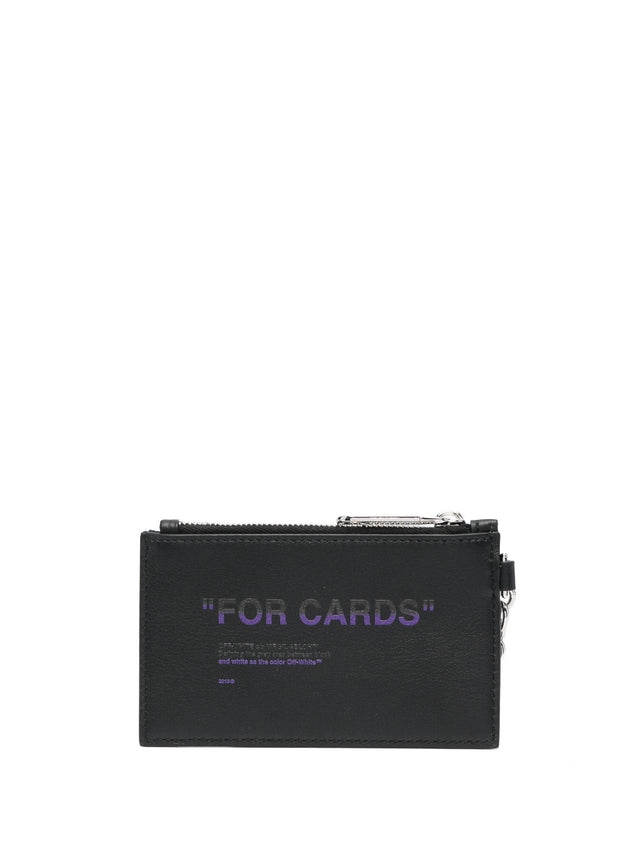 Off White Quote Cardholder in  Black