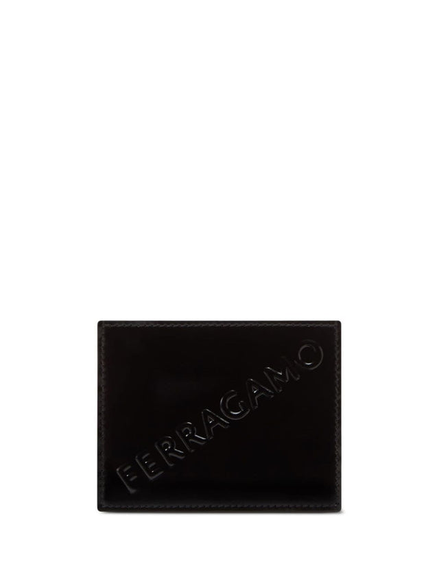 Ferragamo Logo Embossed Wallet in Black