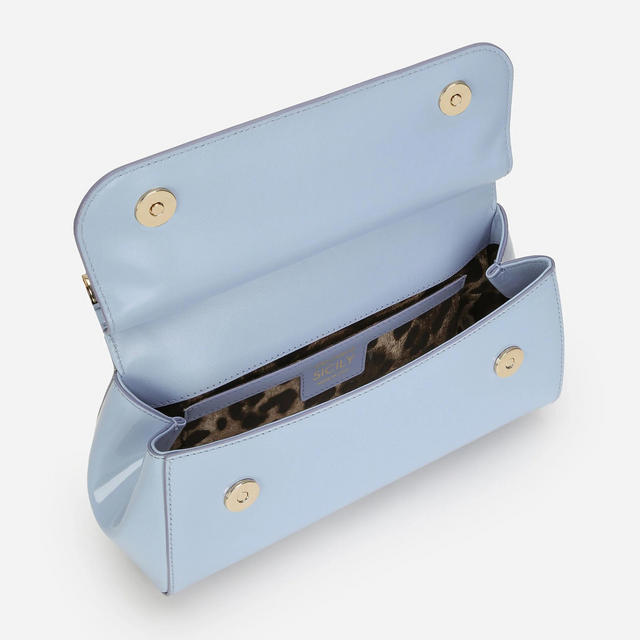 Sicily Elongated Small Handbag in Glossy Light Blue