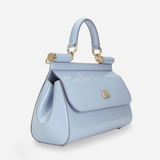 Sicily Elongated Small Handbag in Glossy Light Blue