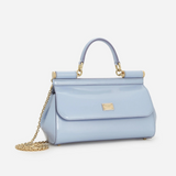 Sicily Elongated Small Handbag in Glossy Light Blue