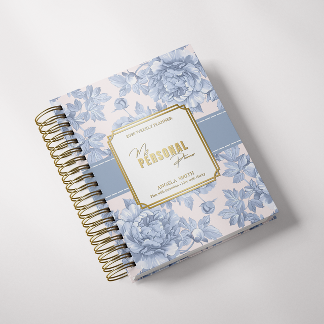 Light Marigolds | Weekly Spiral Planner |  Custom Start Month |Blue