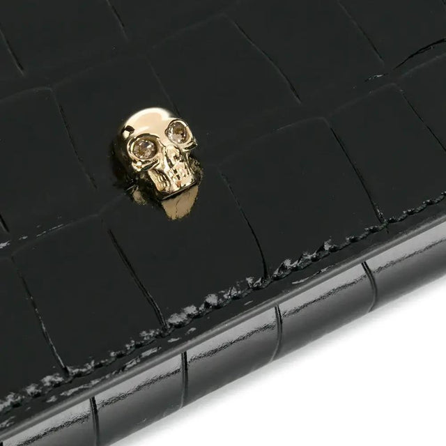 Skull clutch/wallet with chain in Black/Gold Handbags ALEXANDER MCQUEEN - LOLAMIR