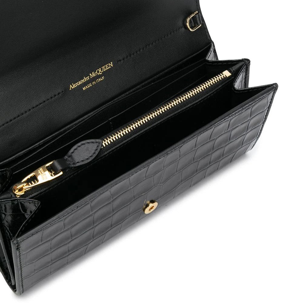Skull clutch/wallet with chain in Black/Gold Handbags ALEXANDER MCQUEEN - LOLAMIR