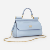 Sicily Elongated Small Handbag in Glossy Light Blue