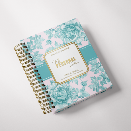 Light Marigolds | Weekly Spiral Planner |  Custom Start Month |Teal
