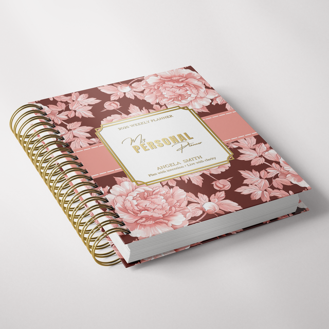 Dark Marigolds | Daily Spiral Planner | Custom Start Month | Peach