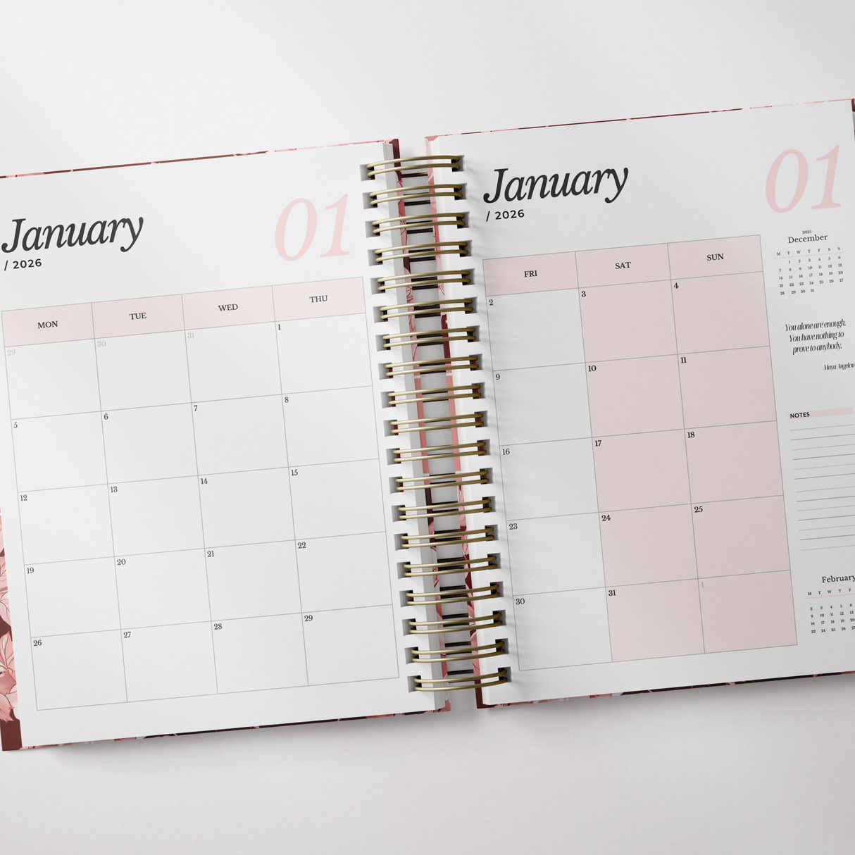 Weekly - Dark Marigolds - Spiral Planner - Custom Start Month - Peach - view 4