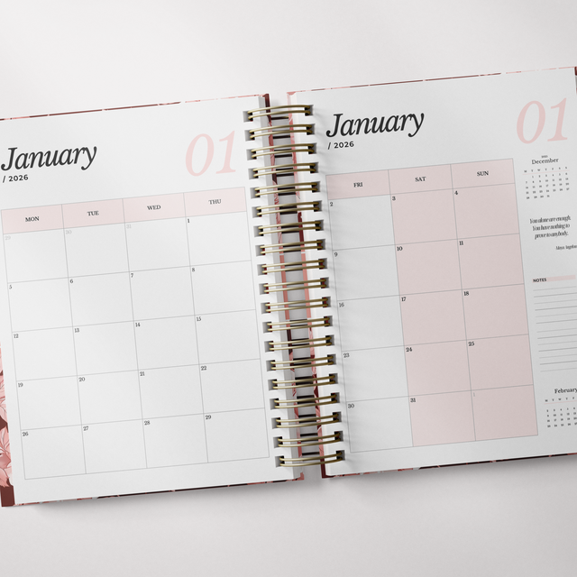 Dark Marigolds | Daily Spiral Planner | Custom Start Month | Peach