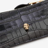 Skull Zipper Card Holder in Black