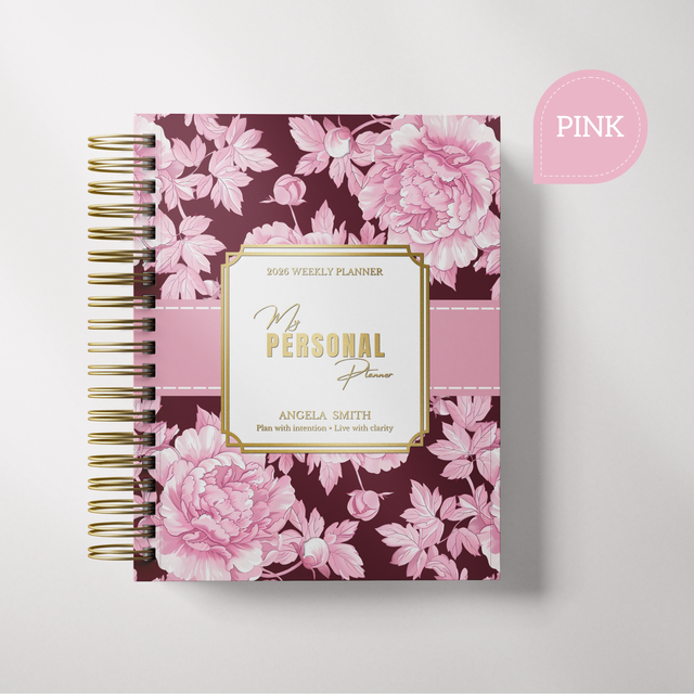 Dark Marigolds | Weekly Spiral Planner |  Custom Start Month |Pink