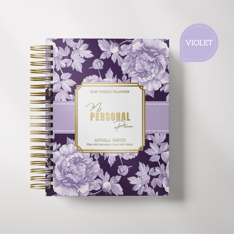 Weekly | Dark Marigolds | Spiral Planner | Custom Start Month |Violet