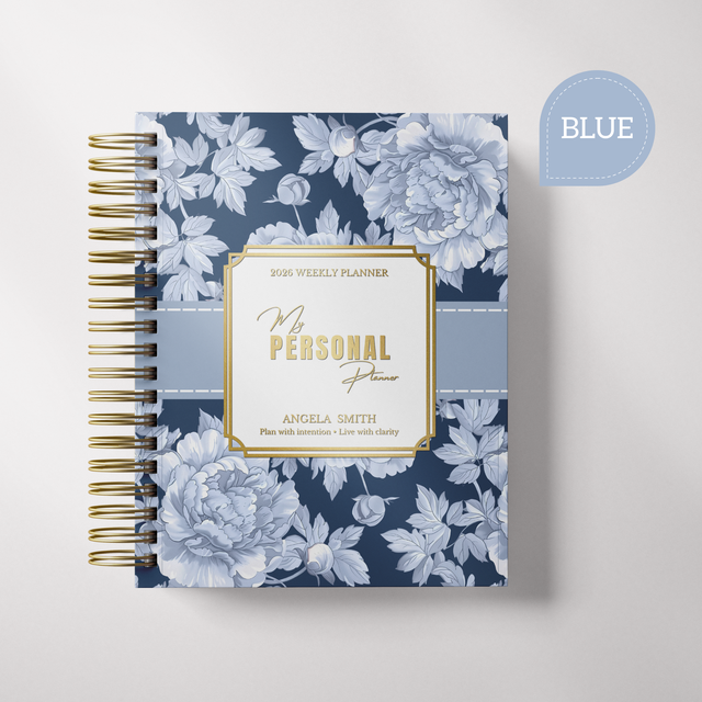 Dark Marigolds | Weekly Spiral Planner | Custom Start Month | Blue