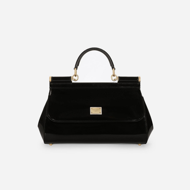 Sicily Elongated Small Handbag in Glossy Black