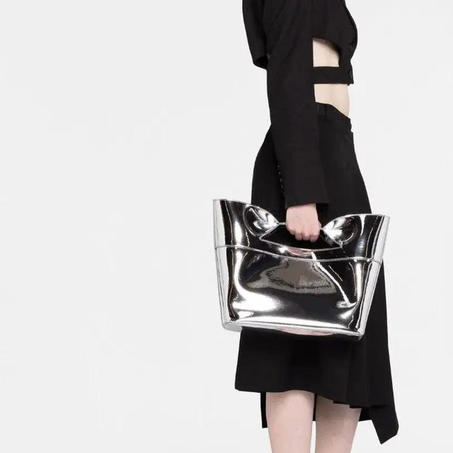 The Bow Small in Silver-tone metallic fabric Handbags ALEXANDER MCQUEEN - LOLAMIR