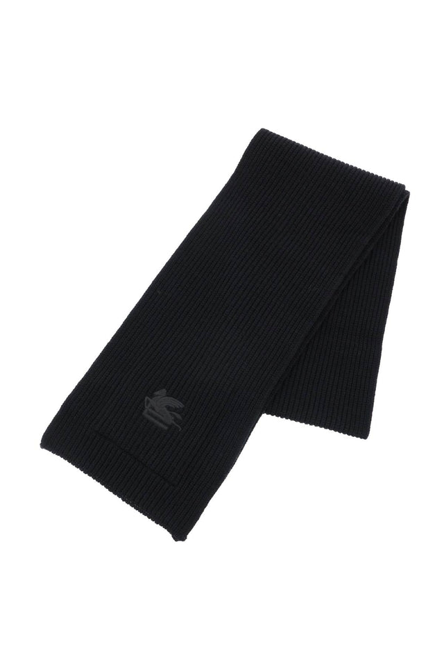 Ribbed Wool Scarf in Black