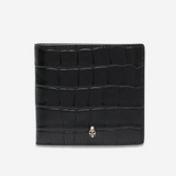 Skull Croc-Effect Bi-Fold Wallet in Black