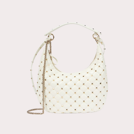 Rockstud Spike Tote Bag In Ivory Handbags VALENTINO - LOLAMIR