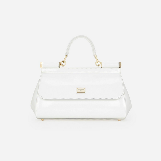 Sicily Elongated Small Handbag in Glossy White