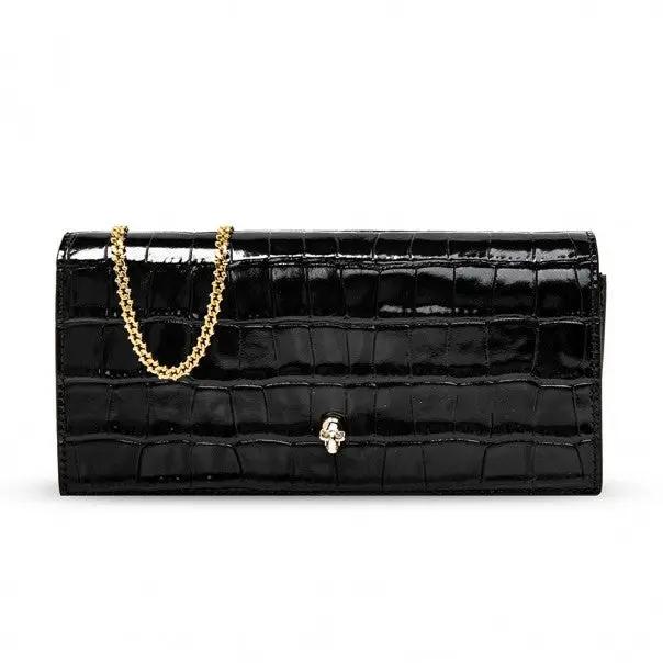 Skull clutch/wallet with chain in Black/Gold Handbags ALEXANDER MCQUEEN - LOLAMIR