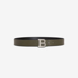 B-Logo Reversible Belt in Black/Olive