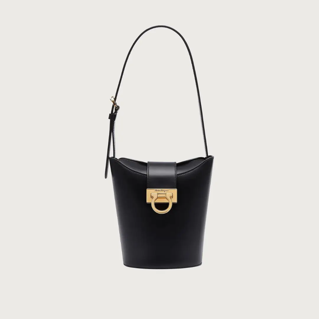 Trifolio Bucket Shoulder Bag in Black Handbags FERRAGAMO - LOLAMIR